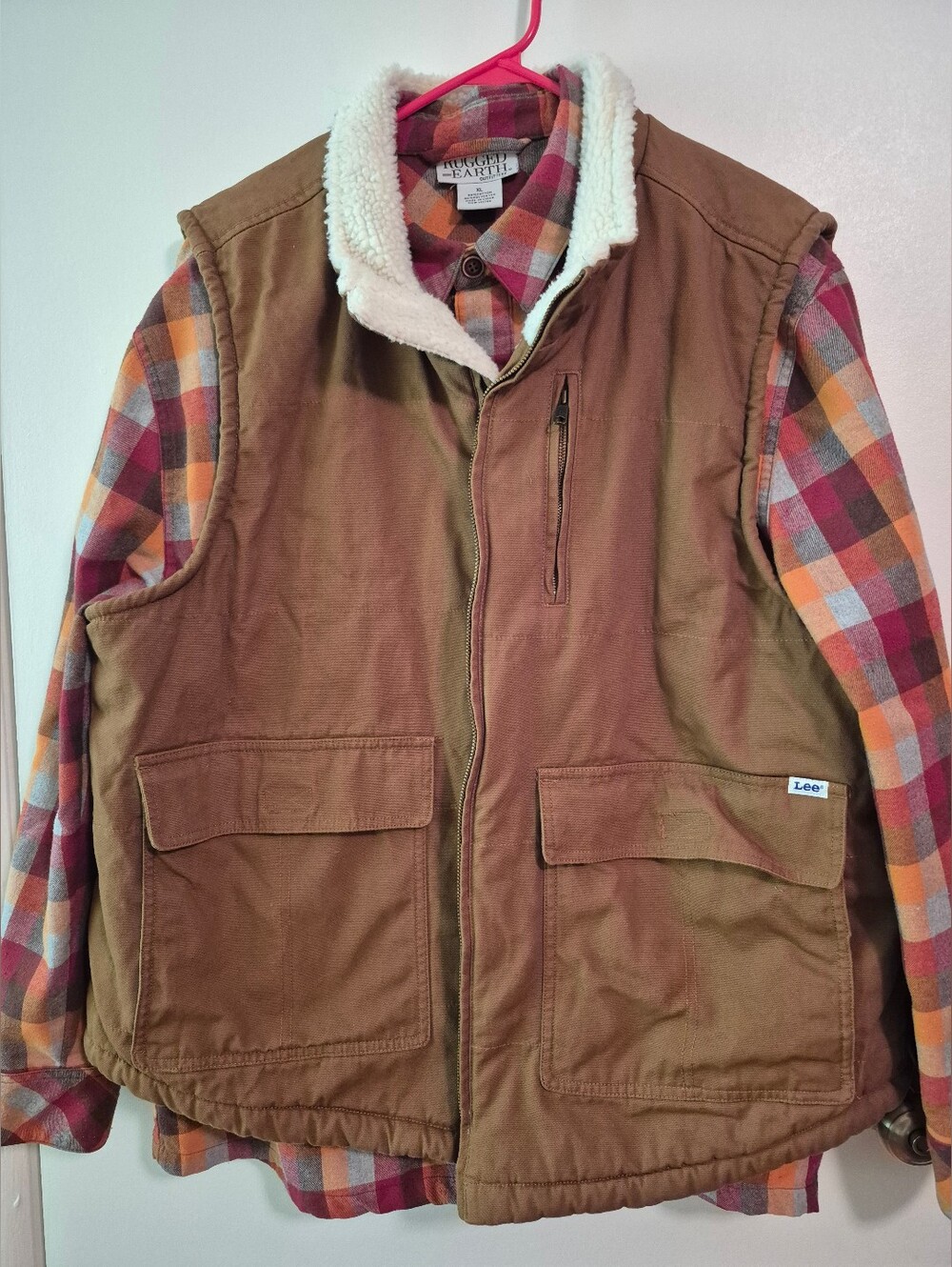 Lee Brown Canvas Sherpa-Lined Vest